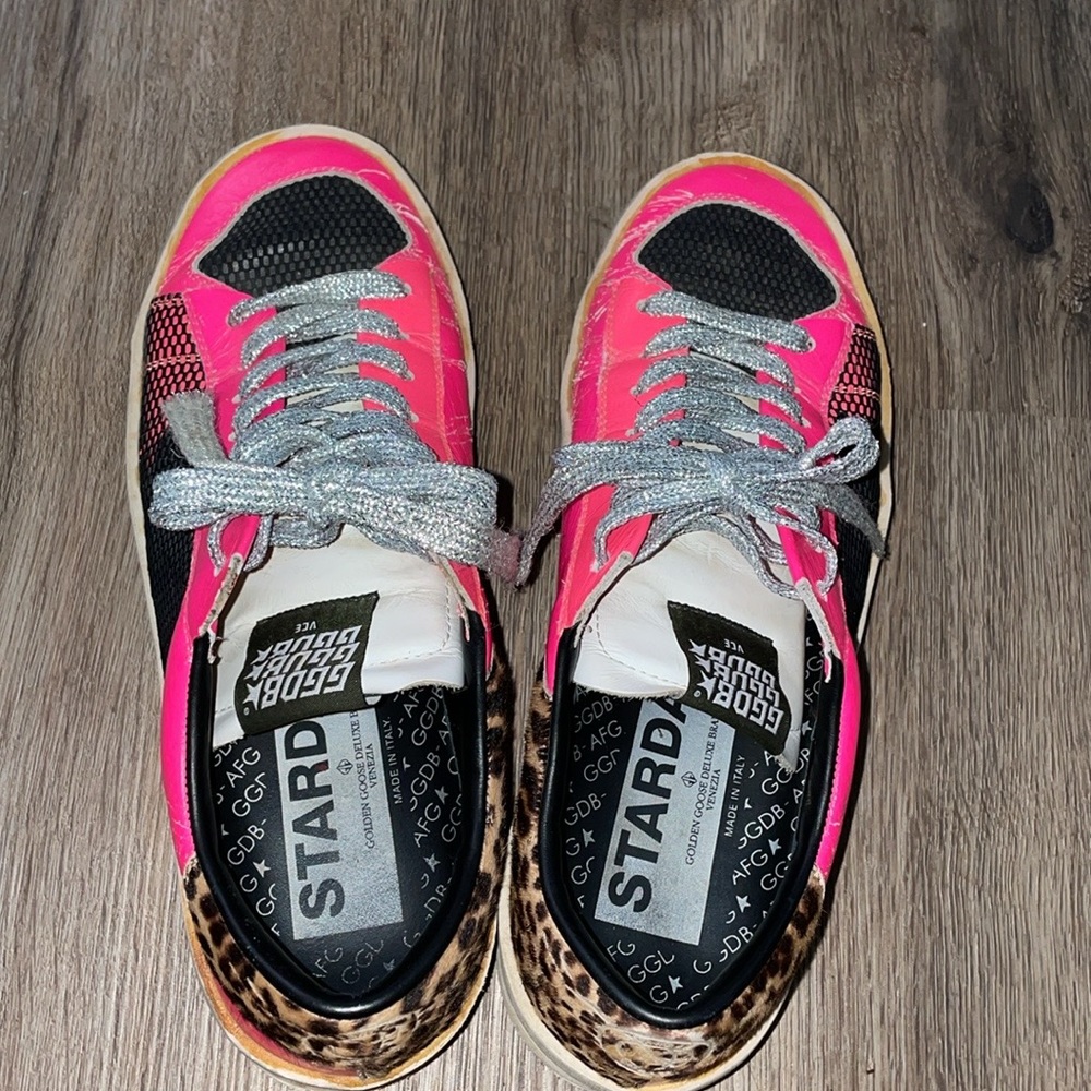 Golden Goose Stardan Size-38 Neon Pink Blue Soles - Picture 2 of 9